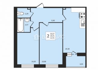 Продается двухкомнатная квартира, 73.8 м2, Владимир, Октябрьский район, улица Горького, 60А