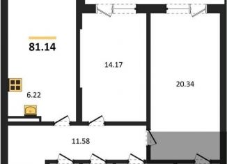 Продаю двухкомнатную квартиру, 81.1 м2, Воронеж