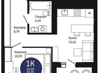 Продам 1-комнатную квартиру, 38.7 м2, Новосибирская область