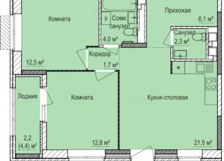 Двухкомнатная квартира на продажу, 60.9 м2, Ижевск, Индустриальный район, жилой комплекс Покровский, 4