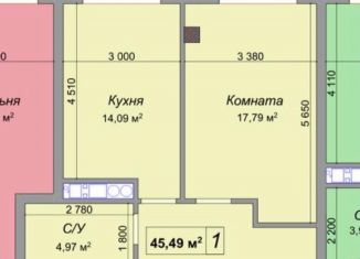 Продается однокомнатная квартира, 45.5 м2, Нальчик, улица Тарчокова, 135Г