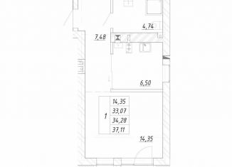 Продам 1-ком. квартиру, 34.3 м2, Зеленоградск