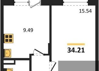 Однокомнатная квартира на продажу, 34.2 м2, Воронеж