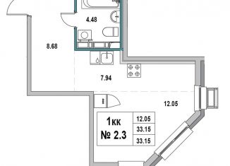 Продаю квартиру студию, 33.2 м2, Выборг, 1-я Южная улица, 8