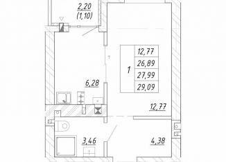 Продается однокомнатная квартира, 28 м2, Калининградская область