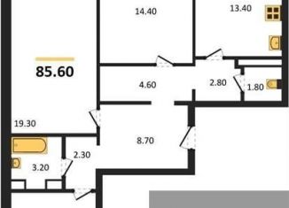 3-ком. квартира на продажу, 85.6 м2, село Ямное, улица Генерала Черткова, 1