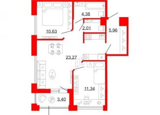 Продается двухкомнатная квартира, 58.9 м2, Санкт-Петербург, Ломаная улица, 3Б, метро Фрунзенская