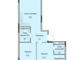 Продаю 2-комнатную квартиру, 62.2 м2, Казань, Приволжский район