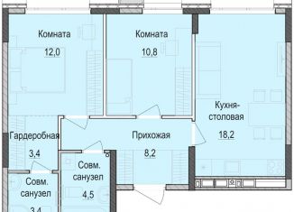 Продается 2-комнатная квартира, 60.3 м2, Казань, Приволжский район