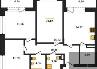 Продаю трехкомнатную квартиру, 78.9 м2, Воронежская область