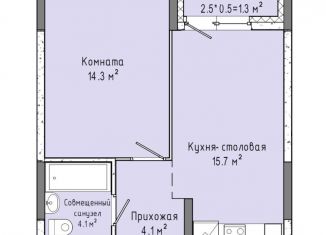 Продажа 1-комнатной квартиры, 38.2 м2, Ижевск, улица Васнецова, 91к2, ЖК Скандинавия