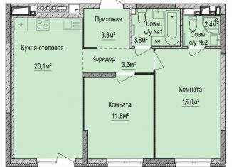 Продается двухкомнатная квартира, 60.5 м2, Ижевск, Устиновский район, улица Новаторов, 1