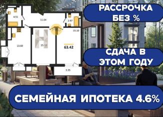 Продажа двухкомнатной квартиры, 63.4 м2, поселок Малое Исаково