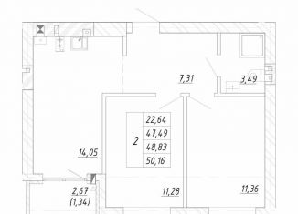 Продам 2-комнатную квартиру, 48.8 м2, Зеленоградск