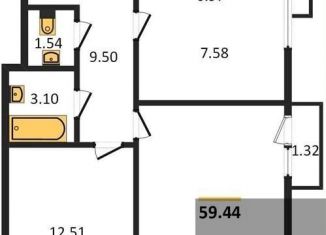 Продам двухкомнатную квартиру, 59.4 м2, посёлок Солнечный, Кленовая улица, 2