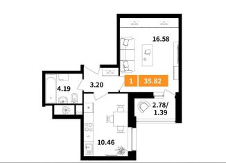 Продам 1-комнатную квартиру, 35.8 м2, Московская область