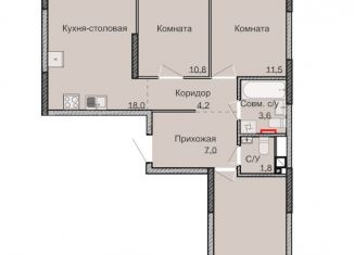 Продам трехкомнатную квартиру, 70.2 м2, Ижевск, Ленинский район