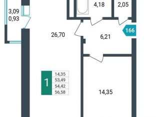 Продажа 1-комнатной квартиры, 54.4 м2, Забайкальский край