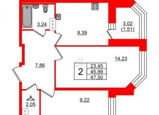 Продаю 2-комнатную квартиру, 47.5 м2, деревня Новое Девяткино, Лесная улица, 4