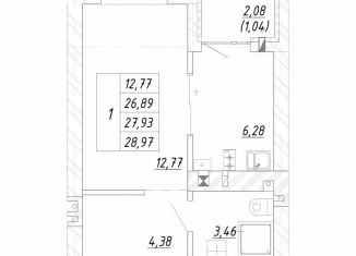 Продаю однокомнатную квартиру, 27.9 м2, Зеленоградск