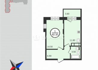 Продаю однокомнатную квартиру, 40.3 м2, Владимир, Добросельская улица, 184А, Фрунзенский район