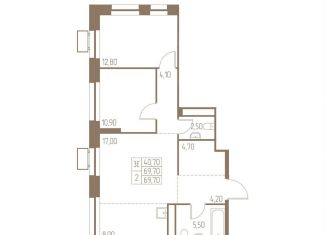 Продается трехкомнатная квартира, 69.7 м2, Московская область