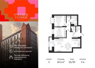 Продается 2-комнатная квартира, 69.6 м2, Новосибирская область, Плановая улица, 2