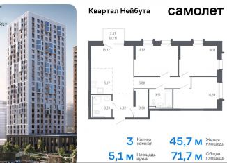 Продается 3-ком. квартира, 71.7 м2, Владивосток, жилой комплекс Квартал Нейбута, 141к1, Ленинский район