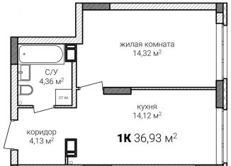 Продажа однокомнатной квартиры, 36.9 м2, Нижний Новгород, Советский район