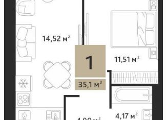 Продается 1-комнатная квартира, 35.1 м2, село Дядьково