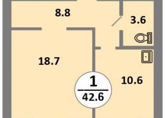 Продажа однокомнатной квартиры, 42.8 м2, Красноярский край, проспект 60 лет Образования СССР, 48