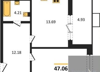 1-ком. квартира на продажу, 47.1 м2, Воронеж, набережная Чуева, 7, Железнодорожный район