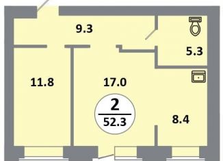 Продается 2-комнатная квартира, 52.4 м2, Красноярск, проспект 60 лет Образования СССР, 48