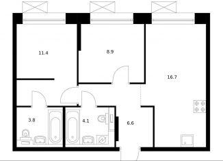 Продажа 2-ком. квартиры, 51.5 м2, Санкт-Петербург, метро Обводный канал, жилой комплекс Аэронавт, 1