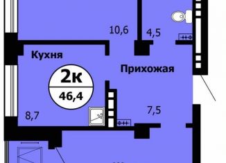 Продажа двухкомнатной квартиры, 46.5 м2, Красноярск, ЖК Серебряный, Лесопарковая улица, 43к2