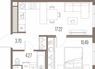 Однокомнатная квартира на продажу, 35.7 м2, Санкт-Петербург, метро Василеостровская