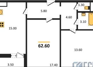 Продажа двухкомнатной квартиры, 62.6 м2, Воронеж, улица Фёдора Тютчева, 105