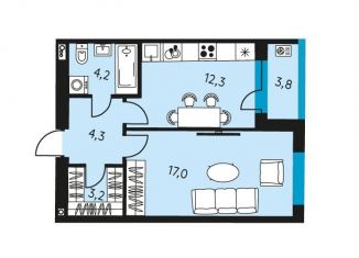 Продается 1-комнатная квартира, 42.9 м2, Пермский край, улица Луначарского, 97