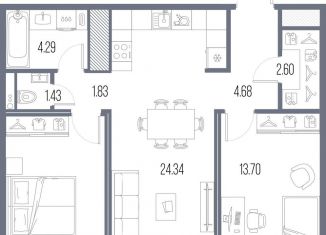 Продам 2-комнатную квартиру, 66.3 м2, Санкт-Петербург, метро Василеостровская, Кожевенная линия, 39к6