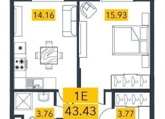 Продается 1-комнатная квартира, 43.4 м2, Санкт-Петербург, метро Приморская