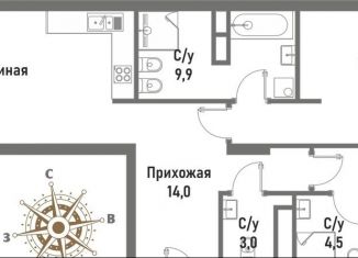 Продается двухкомнатная квартира, 100.6 м2, Москва, улица Матросская Тишина, 12, район Сокольники