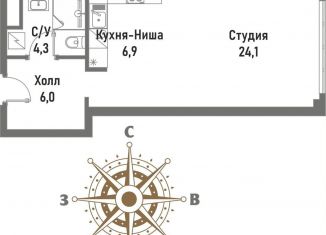 Продается квартира студия, 41.3 м2, Москва, Рубцовско-Дворцовая улица, 4, район Сокольники