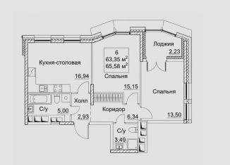 2-ком. квартира на продажу, 67.8 м2, Москва, 2-й Хорошёвский проезд, 7с1А, метро Беговая