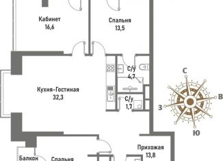 Продается 3-комнатная квартира, 101.4 м2, Москва, метро Электрозаводская, улица Матросская Тишина, 12