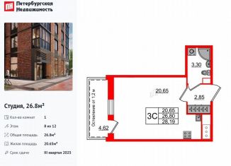 Продается квартира студия, 26.8 м2, Санкт-Петербург, Кубинская улица, 76к4Э, муниципальный округ Новоизмайловское