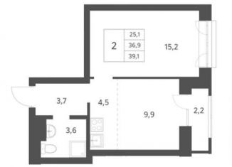 Двухкомнатная квартира на продажу, 39.1 м2, Новосибирск, Заельцовский район, Красный проспект, 236