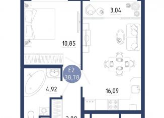 1-ком. квартира на продажу, 38.8 м2, село Дядьково