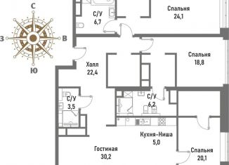 Продам трехкомнатную квартиру, 135.5 м2, Москва, Рубцовско-Дворцовая улица, 4, район Сокольники