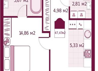 Продается однокомнатная квартира, 47.5 м2, Тюмень, улица Герцена, 33, Калининский округ