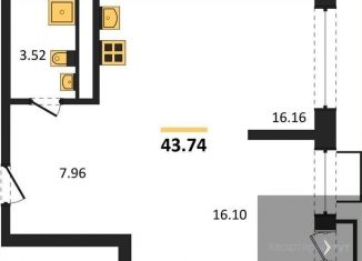 Продажа 1-ком. квартиры, 43.7 м2, Воронеж, Железнодорожный район, набережная Чуева, 7